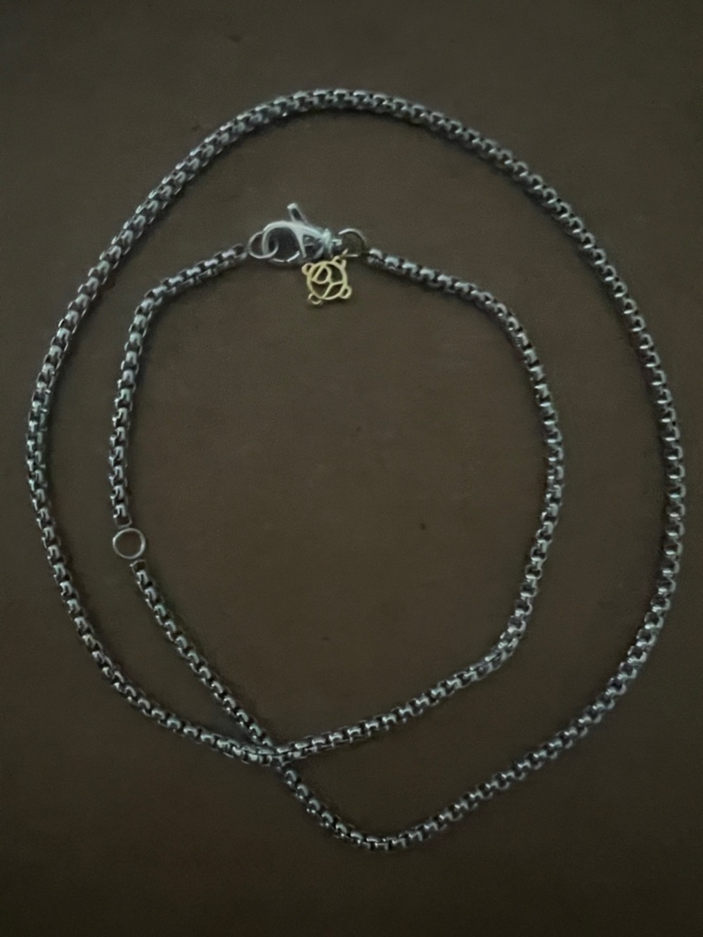 David Yurman Two-Tone Silver Chain Necklace with Gold Charm